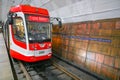 Metrotram, or underground tram on Lenin Square. Forbes magazine included the Volgograd metro tram in the list of the most