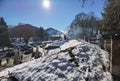 Metsovo city snow ice in winter season greece , greek tourist resort