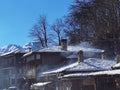 Metsovo city snow ice in winter season greece , greek tourist resort