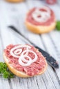 Mett on a bun (German cuisine; selective focus) Royalty Free Stock Photo
