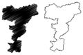 Mettmann district Federal Republic of Germany, State of North Rhine-Westphalia, NRW, Dusseldorf region map vector illustration,