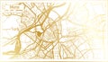 Metz France City Map in Retro Style in Golden Color. Outline Map