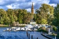 Metz quay of regattas along the Moselle river, marina, body of water, leisure and sporting activity Royalty Free Stock Photo