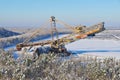 Meuro rotary excavator in Lusatian Lake District in winter