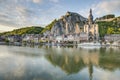 Meuse River passing through Dinant, Belgium. Royalty Free Stock Photo