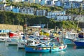 View of Mevagissey Harbour on a sunny Summer day with colourful fishing boats. Cornwall, UK Royalty Free Stock Photo