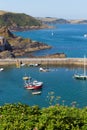 Mevagissey harbour Cornwall England blue sea and sky Royalty Free Stock Photo