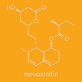 Mevastatin hypercholesterolemia drug molecule. Skeletal formula.