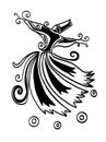 a mevlevi and flower pattern drawing and white background	cartoon illustration Royalty Free Stock Photo