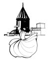 Mevlevi mevlana sufi illustration white backgroun