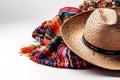 Mexican accessories, top angle, white background Royalty Free Stock Photo