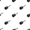 Mexican acoustic guitar icon in black style isolated on white background. Mexico country symbol stock vector