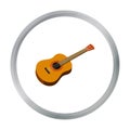 Mexican acoustic guitar icon in cartoon style isolated on white background. Mexico country symbol stock vector