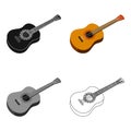 Mexican acoustic guitar icon in cartoon style isolated on white background. Mexico country symbol stock vector