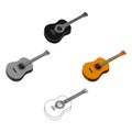 Mexican acoustic guitar icon in cartoon style isolated on white background. Mexico country symbol stock vector