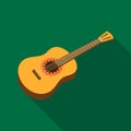 Mexican acoustic guitar icon in flat style isolated on white background. Mexico country symbol stock vector illustration