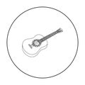 Mexican acoustic guitar icon in outline style isolated on white background. Mexico country symbol stock vector