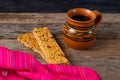 Mexican amaranth bar with peanuts and honey also called alegria