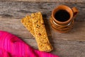 Mexican amaranth bar with peanuts and honey also called alegria