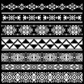 Mexican, american tribal art decor vector brushes, borders