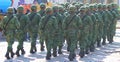 Mexican army soldiers marching in San Cristobal de la Casas