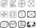 Mexican, aztec or maya motifs, glyphs