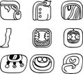 Mexican, aztec or maya motifs, glyphs