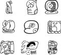 Mexican, aztec or maya motifs, glyphs