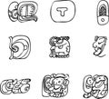 Mexican, aztec or maya motifs, glyphs