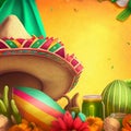 Mexican background, cinco de mayo, mexican holiday, with copy space Royalty Free Stock Photo