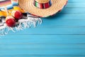 Mexico : Mexican fiesta background sombrero copy space Royalty Free Stock Photo