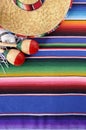 Mexican background sombrero blanket copy space vertical Royalty Free Stock Photo