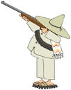 Mexican bandido shooting a rifle