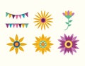 Mexican banner pennant and flowers vector design Royalty Free Stock Photo