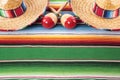 Mexico Mexican blanket background sombreros maracas copy space Royalty Free Stock Photo