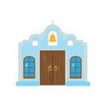 Mexican blue house, Mexico city facade cartoon vector Illustration