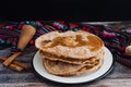 Mexican buÃÂ±uelos recipe and ingredients of traditional dessert for Christmas in Mexico Royalty Free Stock Photo