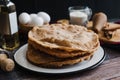 Mexican buÃÂ±uelos recipe and ingredients of traditional dessert for Christmas in Mexico Royalty Free Stock Photo