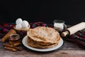 Mexican buÃÂ±uelos recipe and ingredients of traditional dessert for Christmas in Mexico Royalty Free Stock Photo