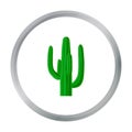 Mexican cactus icon in cartoon style isolated on white background. Mexico country symbol stock vector illustration. Royalty Free Stock Photo