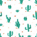 Mexican cactus seamless pattern. Cacti and flowers, decorative colorful mexico textile or fabric print, wallpaper, wrap