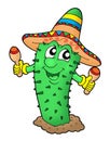 Mexican cactus with sombrero