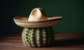Mexican cactus with sombrero Royalty Free Stock Photo