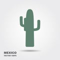 Mexican cactus. Stylized flat icon with shadow