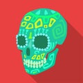 Mexican calavera skull icon in flat style isolated on white background. Mexico country symbol stock vector illustration.