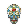 Mexican Calavera Skull in stained glass theme