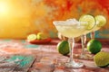 Mexican Cantina with Classic Margaritas and Colorful Decor Royalty Free Stock Photo