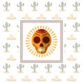 Mexican card skull cactus celebration