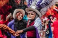 Mexican Carnival, couple of mexican dancers with bright mexican folk costumes