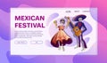 Mexican carnival items flat illustration